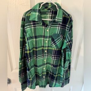 Arizona Jean Company Green Plaid Button Down Shirt